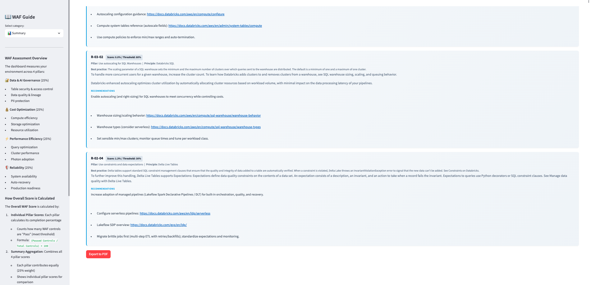 WAF Recommendations Detail